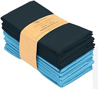 Ruvanti Cloth Napkins 12 Pack 18X18 Inch Dinner Table Napkins, Soft, Comfortable Cotton Enrich, Teal & Dark Grey Napkin, Reusable Linen Napkins for Christmas, Dinner, Weddings, Bar, Cocktail Party.