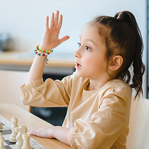 Spiritlele SHOULIAN-SHENDAN12 12 Pieces Christmas Bracelets Santa Claus Deer Tree Bell Charm Bracelets Costume Beaded Strand Stretch Bracelet Wristband Set thumb #2