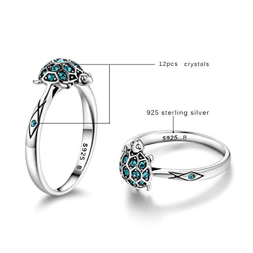 Lovely 925 Sterling Silver Ring For Women Girls Band Ring Statement Rings For Birthday Wedding Gift (Green Blue, 7) #TOP1