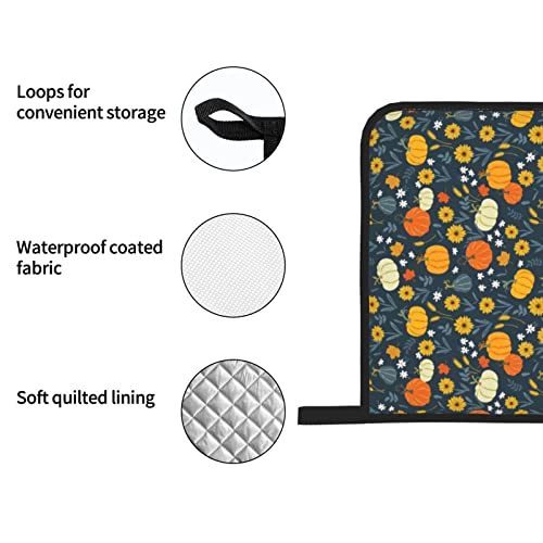 Oven Mitts And Pot Holders Sets Of 4 High Heat Resistant Pumpkins And Sunflowers Oven Mitts With Oven Gloves And Hot Pads Potholders For Kitchen Baking Cooking Bbq Non-Slip Cooking Mitts #TOP5