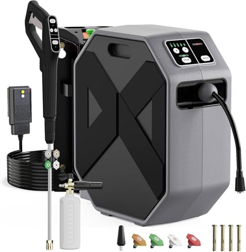 BAYOTAK Electric Pressure Washer, 3500 PSI 2.8 GPM Wall Mounted Power Washer, Remote Control with 100 FT Retractable Hose, Foam Cannon, Gray