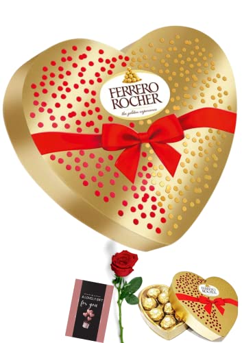 Ferrero Rocher Heart Chocolate Gift Box & Cards - Perfect Gifts for Valentine,Birthday Mothers day Fathers Day -Best for Ferrero Chocolate Lovers