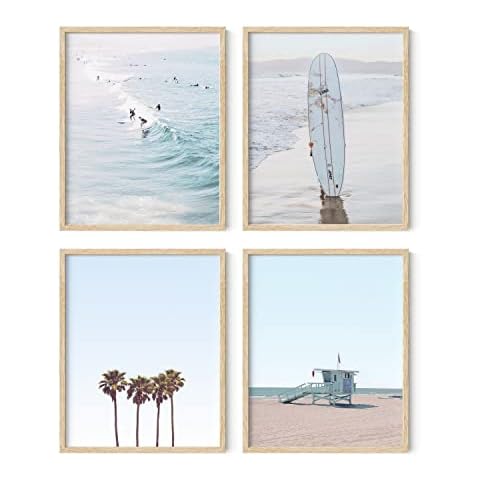 HAUS AND HUES Beach Wall Art Prints - Set of 4 Ocean Beach Decor, Nautical Themed Beach Wall Decor and Decorations for Home Beach Art Prints, Coastal Grandmother Decor, UNFRAMED (Blue, 8 x 10) Cover