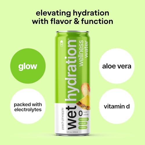 Image of Wet Hydration | Functional Wellness Water, Non-Carbonated - Trial Pack (12 Ounce Cans, Pack of 4) - Flavored Water, Hydration Drink, No Sugar, No Artificial Ingredients, Zero Calories (Packaging May Vary)