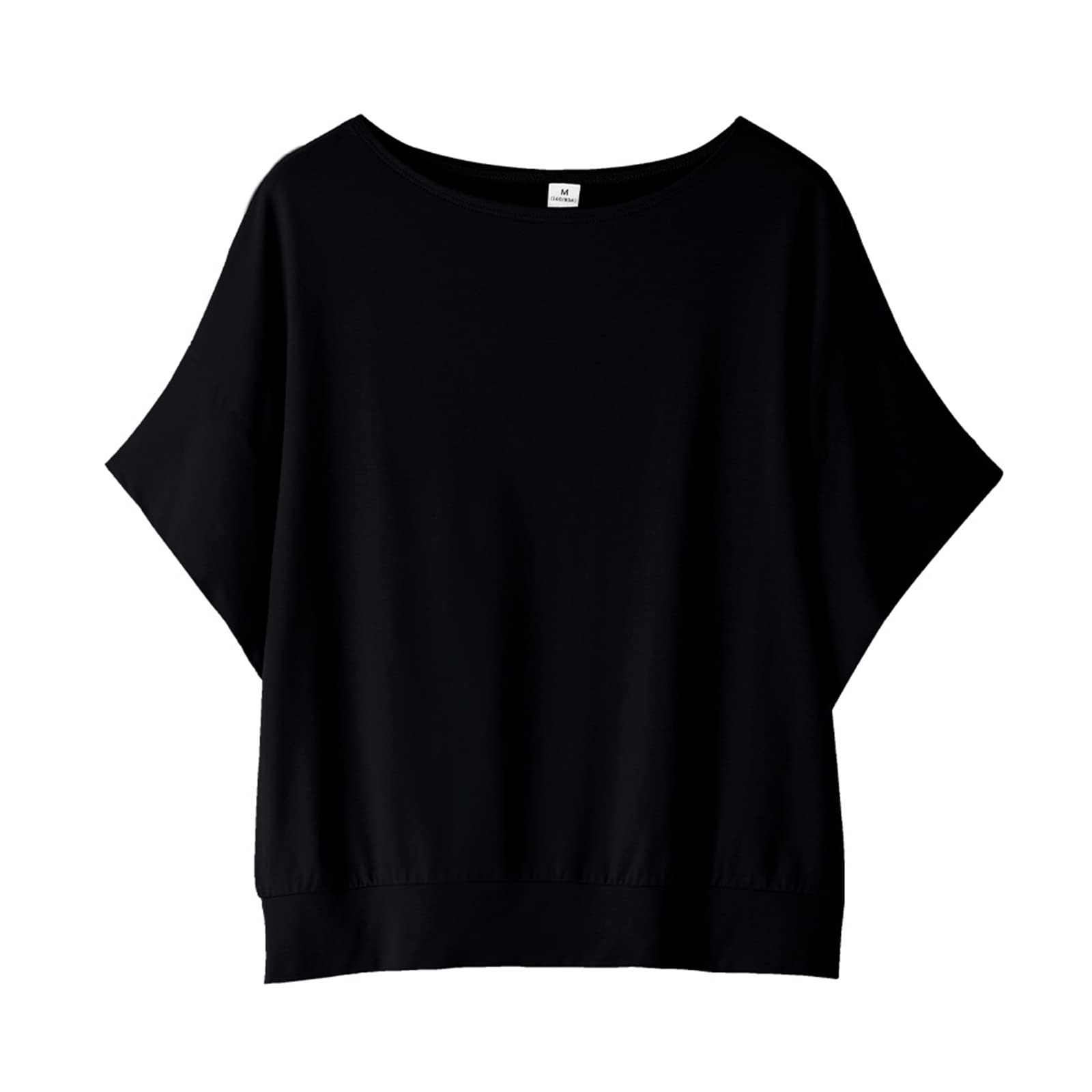 [Blostirno] Tシャツ レディース 半袖 ドルマンスリーブ トップス ボートネック すずしい 無地 ゆったり 薄手 春夏