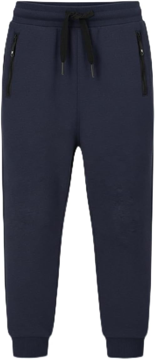 Gihuo 3 Pack Boys Sweatpants Athletic Workout Kids Jogger with Zipper Pocket Drawstring Active Casual Soft Jogging Sweat Pant