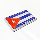 Perdecor Cuba Flag Sticker Emblem Cuban Decal Car Chrome Flags, 2 Pack, 3 x 2 inches