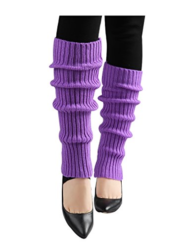 Image of uxcell Women's Knitted Design Solid Warm Thick Knee High Length Ribbed Leg Warmers