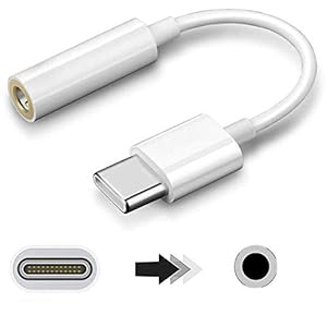 ShopsGeniune Type-C to 3.5 MM for vivo X50 Pro+ Type-C to 3.5 MM Audio Jack Adapter Converter for CDLA Type, Earphone Headphone Hands-Free Head Noise Cancelling Connector Splitter (White)