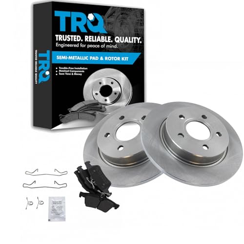 Image of TRQ Rear Brake Pad and Rotor Set Semi Metallic Solid Rotors | For 2012-2018 Ford Focus
