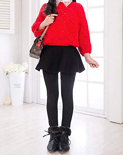 IRELIA Kids Girls 100% Cotton Fleece Lined Solid Leggings Warm Pants for Winter Black XS - image 2