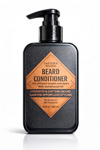 Biotin Beard Conditioner & Softener for Men – with Aloe Vera & Collagen, Moisturizing Cream for Coarse Dry Hair, Beard and Skin – Sandalwood Scent Care Leave In Conditioner Alternative for Black Men