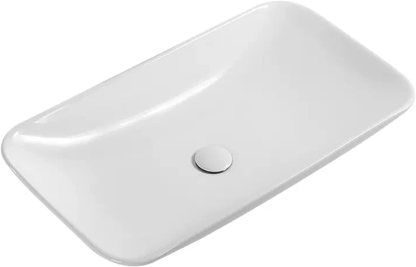 Gljtuo Size_name Ceramic Bathroom Sink Bathrooms Basin Rectangle Above Counter White Porcelain Ceramic Bathroom Vessel Vanity Sink Washing Art Basin, Bathroom Vessel Sink With White Pop,-58Cm