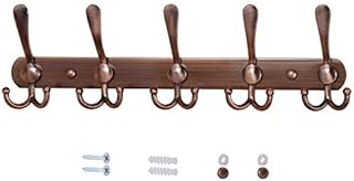 Dseap Wall Mounted Coat Rack - 5 Tri Hooks, Heavy Duty, Stainless Steel, Metal Coat Hook Rail for Coat Hat Towel Purse Robes Mudroom Bathroom Entryway (White, Pack of 2)