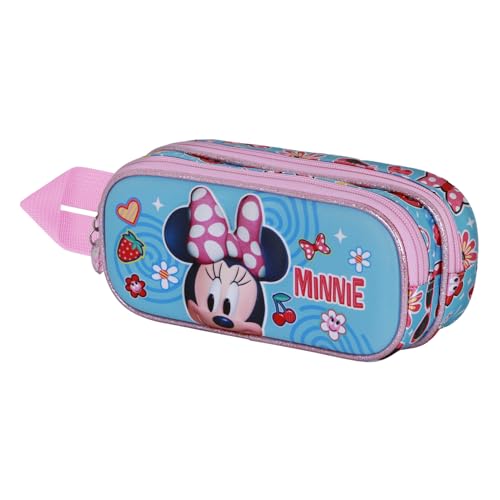 Disney Minni Mouse Happiness-Astuccio 3D Doppio, Blu, 22 x 10 cm