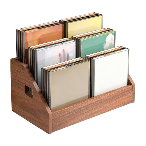 Soporte de almacenamiento de DVD – Estuche de madera portátil de 3 niveles con asa – Caja de almacenamiento de DVD, para el hogar, dormitorio, escritorio, mesa, oficina, sala de estar, dormitorio