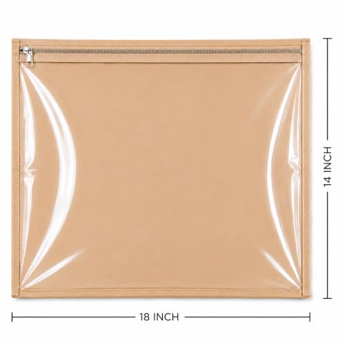 Image of Multiutility Non-Woven Saree Cover Bag Set of 12 with Transparent Window & Zipper | Wardrobe Organizer for Sarees, Lehengas, Dresses & Ethnic Wear | Beige
