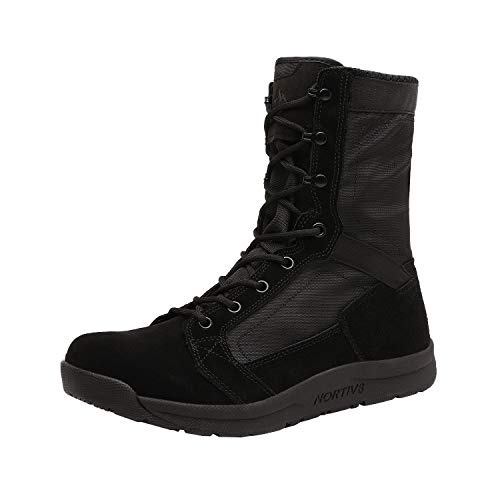 NORTIV 8 Men's Military Tactical Army Boots Lightweight Breathable Leather Combat Outdoor Work Boots for Jungle Black Suede Size 12 US Delta-High