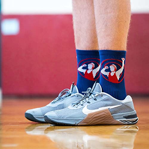 ChalkTalkSPORTS Wrestling Performance Crew Socks - Youth & Adult - Navy & Red - Wrestling Mid-Calf Socks4