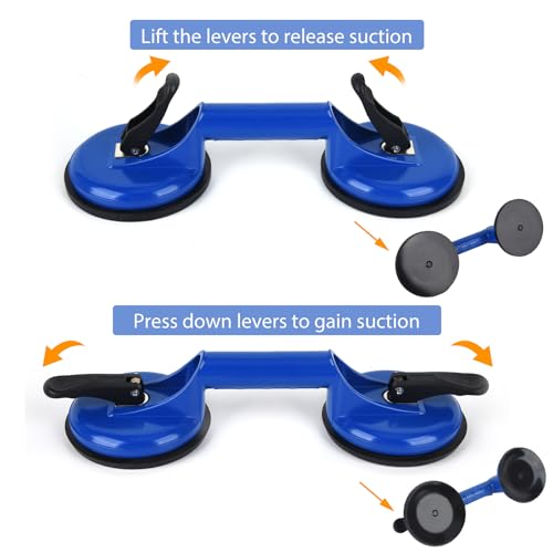 Fcho SUCTION CUPS Heavy Duty Aluminum Vacuum Plate Handle Glass Holder Hooks To Lift Large Glass/Tile Lifter/Moving Glass/Pad thumb #1