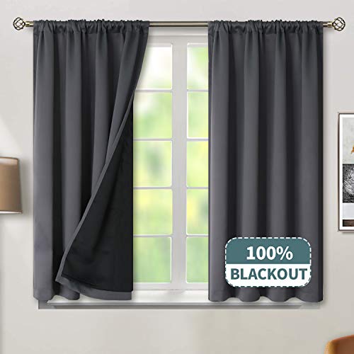 BGment Thermal Insulated 100% Blackout Curtains for Bedroom with Black Liner, Double Layer