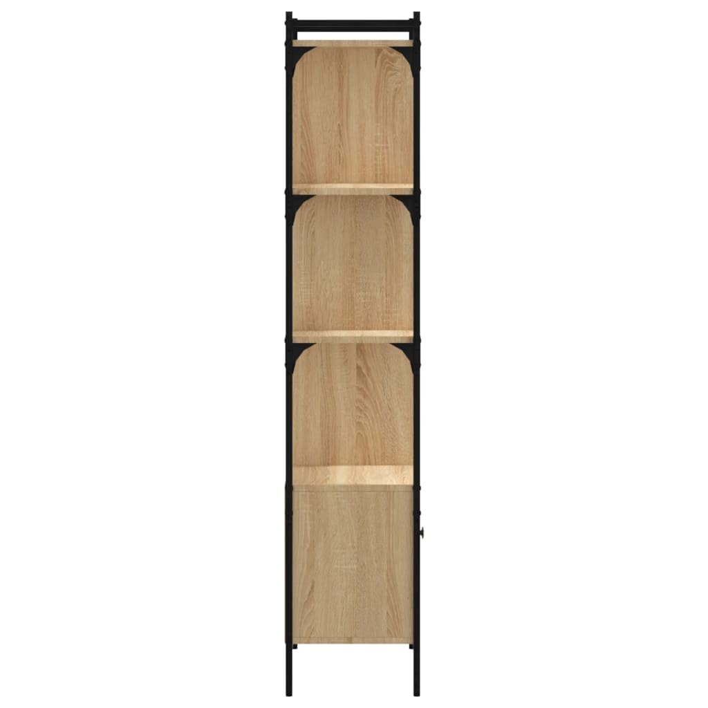 INLIFE Librería con puerta de roble Sonoma, 44,5 x 30 x 154,5 cm, material de madera, 18,8 kg, 833354