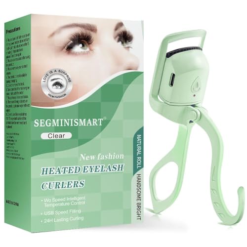 Heated Eyelash Curler, Fast 5s Heat up, 24 Hours Long Lasting, Rechargeable Electric Lash Curler, Temperature Control, Safe Anti-Burn Eye Lash Curler, Quick Natural Curling Lashes (Green)