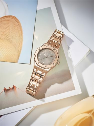 Image of French Connection Octa Edge | Analog | Grey Sunray Dial | Rose Gold Stainless Steel Strap | Watch for Women - FCB25RGM