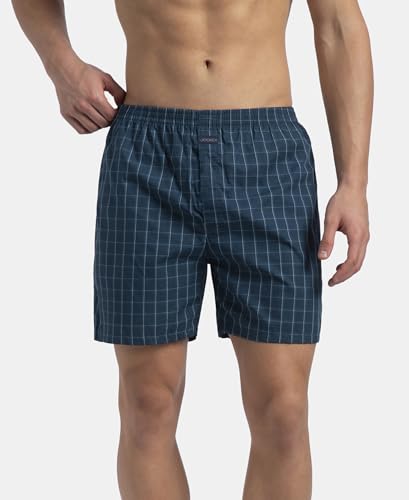 Image of Jockey 1222 Men Super Combed Mercerized Cotton Woven Checkered Boxer Shorts with Back Pocket (Pack of 2, Colors & Prints May Vary)