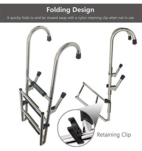 Escalera Plegable de 5 Peldaños para Piscina, Acero Inoxidable miniatura 4