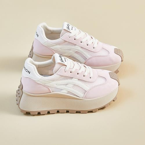 Retro Chunky Platform Sneakers Women Y2K Aesthetic 1.8" Height Increase Breathable Mesh Summer Dad Shoes Casual Outfit Walking Shoes2