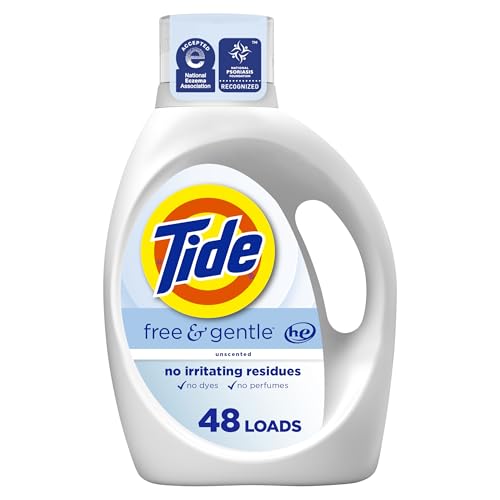Image of Tide Free & Gentle Liquid Laundry Detergent, 48 Loads, 63 fl oz, Tide Laundry Detergent, Clean Laundry Detergent