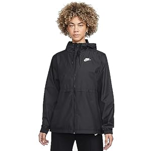 Nike Sportswear Essential Women’s Woven Jacket (X-Large, Black/White)