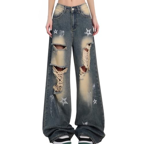 Fashion-Vintage-High-Waisted-Baggy-Wide-Leg-Ripped-Jeans-Y2K-Star-Washed-Casual-Straight-Leg-Denim-Pants