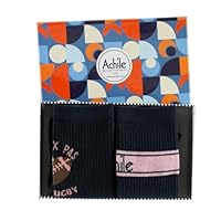 ACHILE - Coffret 2 paires mi-chaussettes J'peux pas, j'ai rugby + unie' Fabrication Française - couleur - Marine-Rose - Pointure - 39-46