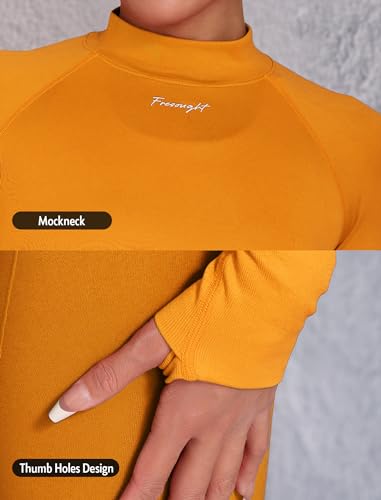 FRESOUGHT Tops cropped de manga comprida para treino, sem costura, atlético, sem costura, para acade