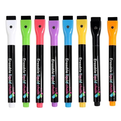 Genérico Marcadores Borrables Secos - Líquidos 8 Espejo Fluorescentes, Easy to Install, Conveniente, Soluble en Agua Pluma de Pizarra Luz LED Tiza | Multipurpose Outdoor Indoor Utility Stylish