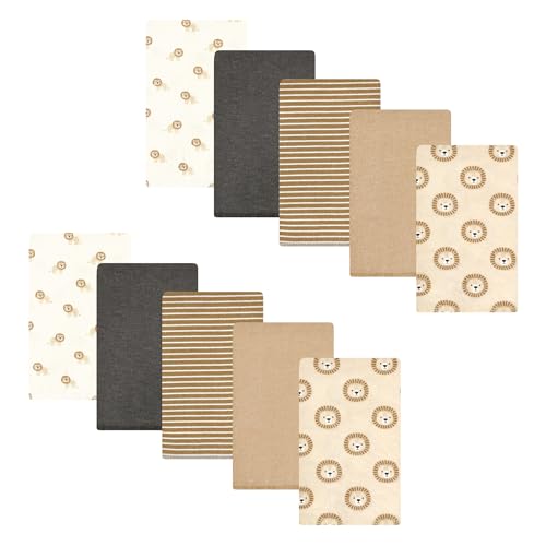 Image of Hudson Baby Unisex Baby Cotton Flannel Burp Cloths, Brave Lion 10-Pack, One Size