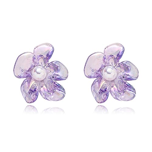 Boucles d'oreilles de goujon vintage légères fleur cristal transparent