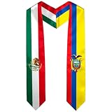 Keetegami Mexico&Ecuador Flag Graduation Satin Sash Scarf 72" Stole