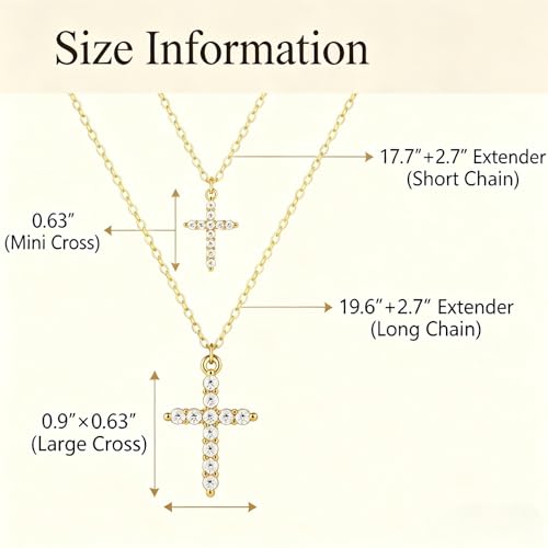 Gold Plated Cross Necklace Women Dainty Layered Cubic Zirconia Cross Pendant Necklaces - image 6
