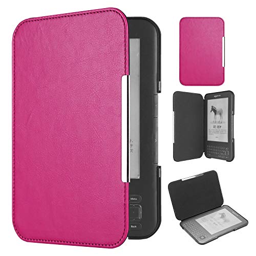 Huasiru PU Leather Case for Kindle 3rd Gen (Keyboard Version), Rosy