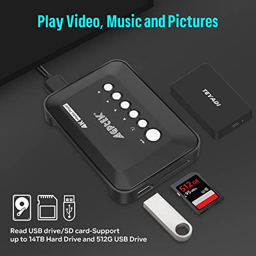 4K@30Hz Hdmi Tv Media Player With One Av Cable, Hdmi/Av Output, Digital Mp4 Player For 14Tb Hdd/ 512G Usb Drive/Sd Card/H.265 Mp4, With Remote Control For Mp3 Avi Rmvb Mpeg Etc #TOP7