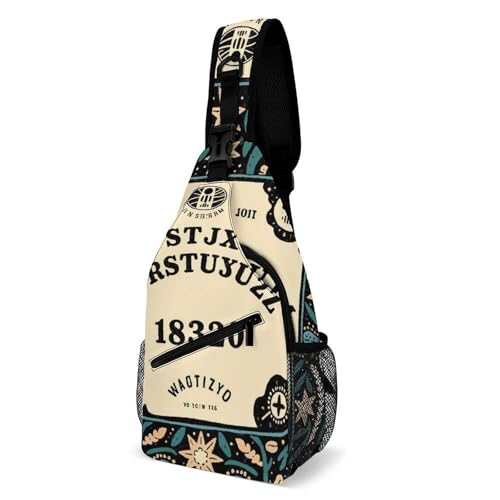Sling Shoulder Backpack for Women Men Anti-Theft Multipurpose Outdoor Sport Daypack Travel Bag, Ancient Magical Spirit Board Art Chest Day Bag Backpack