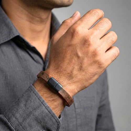 Image of THE MEN THING Leather Bracelet for Men - American Style Genuine Leather Multi-Layer Braided Bracelet with 100% Stainless Steel Magnetic Buckle for Men & Boys (8 inch)