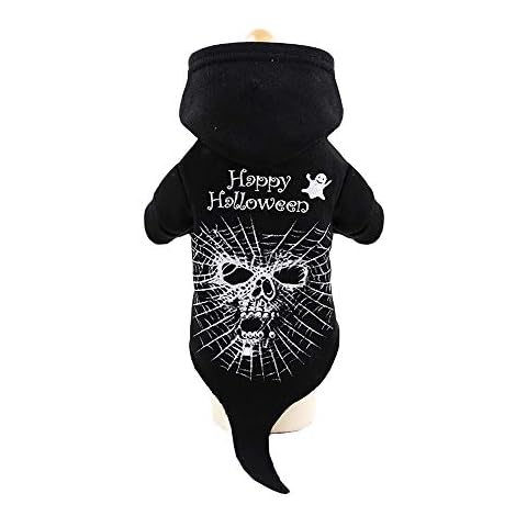 Dog Clothes Pet Costume Halloween Hoodie Velvet Coat Dogs Puppy Halloween Fancy Dress Warm Party Suit Gift for Teddy, Yorkshire Terrier, Chihuahua (S, Black) Cover