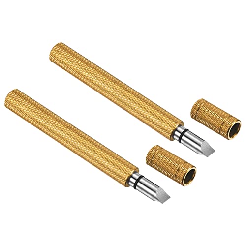 PATIKIL Golf Club Groove Sharpener, 2 Pack U V Type Square Re-Grooving Tool Golf Club Cleaning for Golf Irons Wedges Utility Clubs Gold