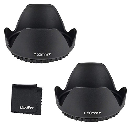UltraPro 52mm and 58mm Tulip Flower Lens Hood Bundle for Select Nikon Digital