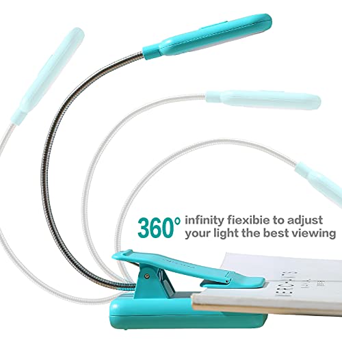 Image of VAVOFO Clip On Rechargeable Reading Light, 7 LEDs with 3 Colortemperature 9 Brightness Levels Book Lights for Reading in Bed with Power Indicator for Bookworms (Blue 2-Pack)