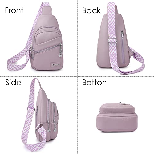 Myhozee Sling Bag Damen Klein Brusttasche PU Leder Schultertaschen Handy Umhängetasche Crossbag Umhängen für Outdoorsport, Wandern, Radfahren, Reisen
